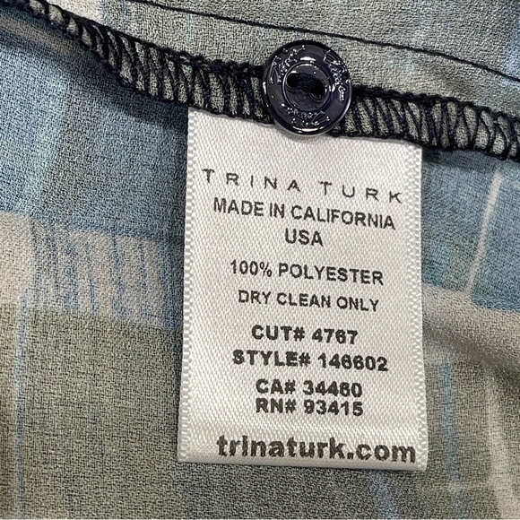 Trina Turk Blue Plaid Button Down Blouse | Size SP Petite | Office Dark Academia - Picture 13 of 16